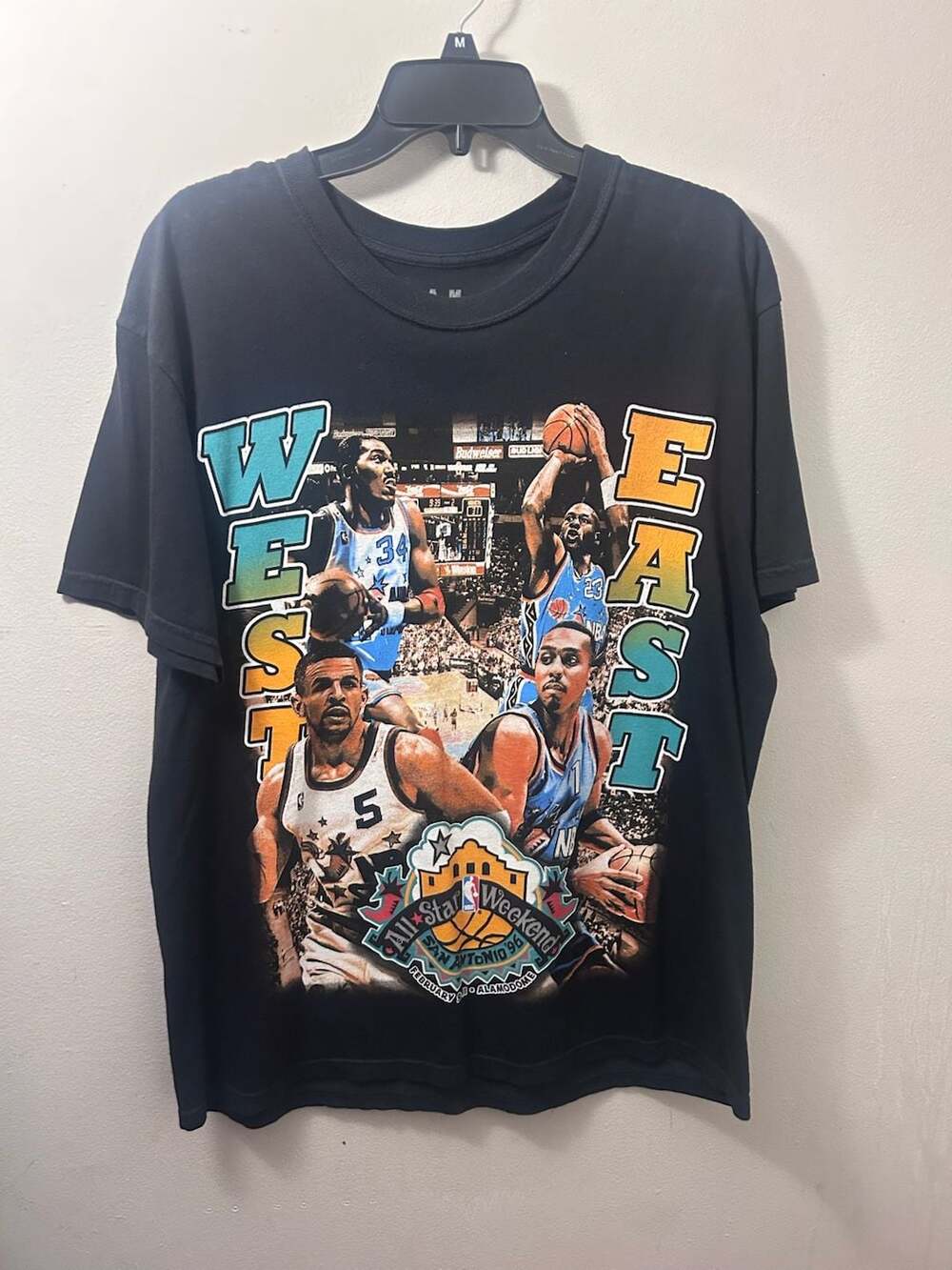 A.M. Vintage 1996 NBA All-Star Game San Antonio Graphic T-Shirt Size Large